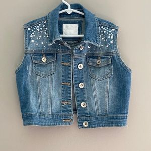 Justice Denim Vest with Silver Studs and Rhinestones